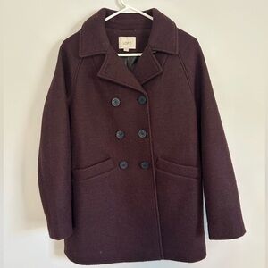 LOFT Women's Double-Breasted Dark Brown Pea Coat